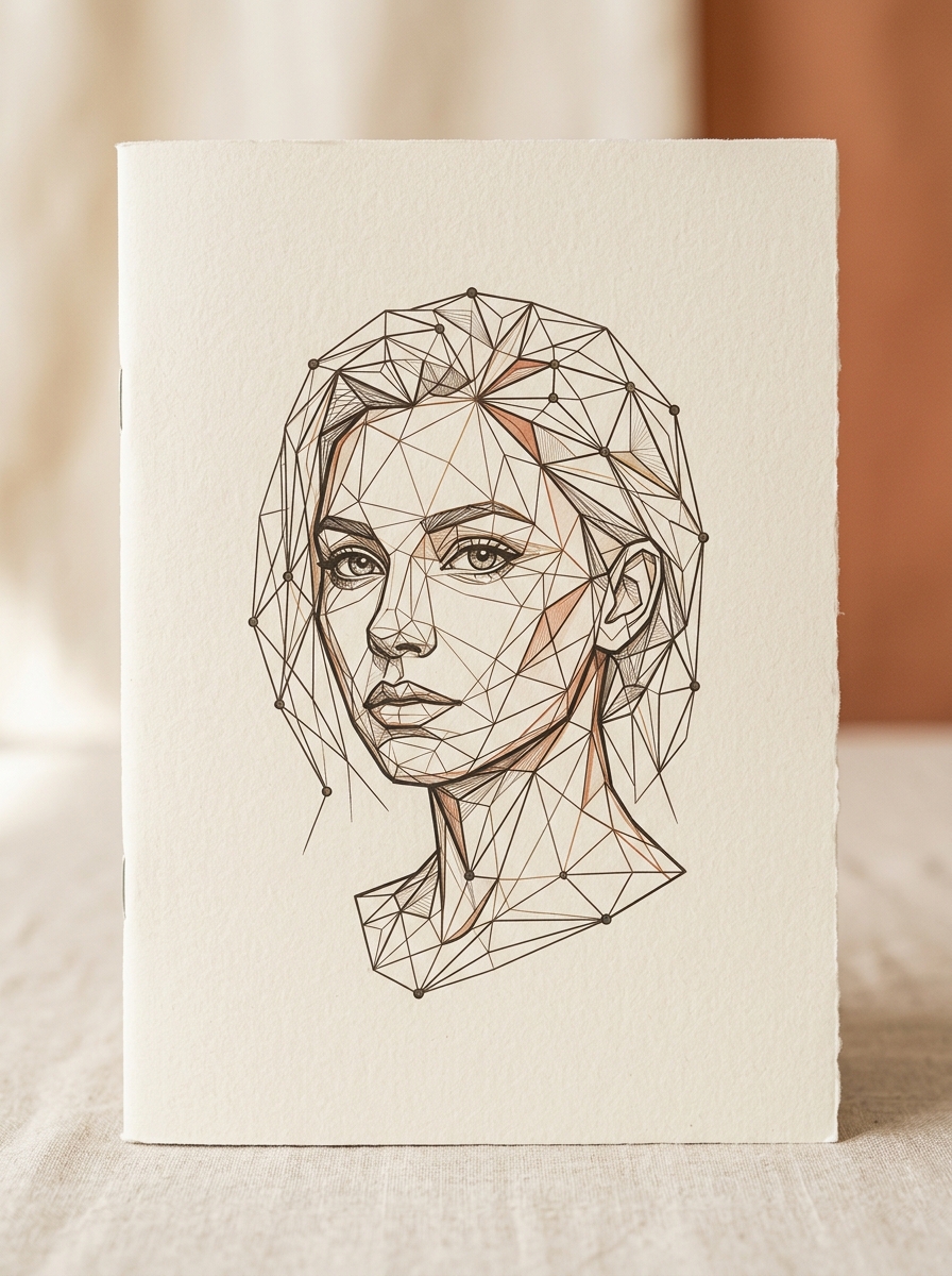 Wireframe geometric portrait digital zine