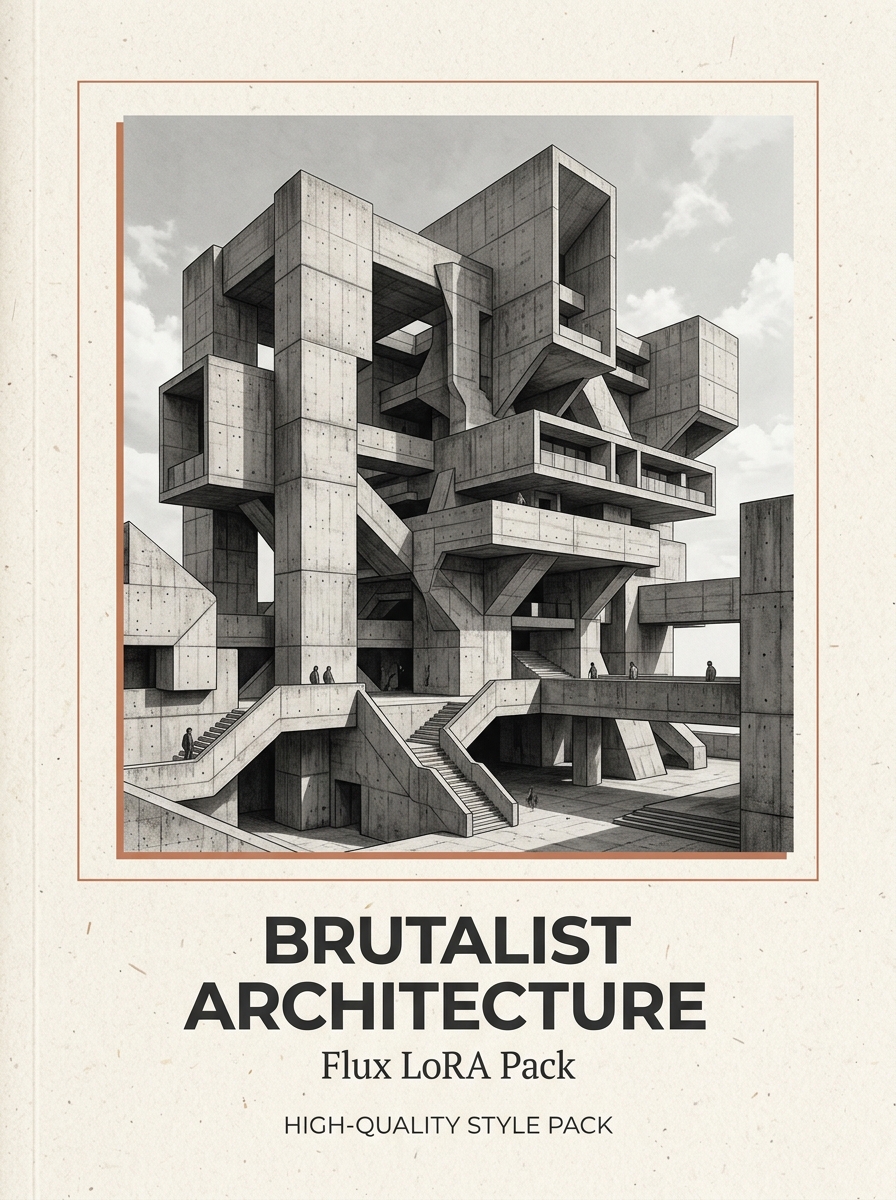 Brutalist Architecture Flux LoRA Pack