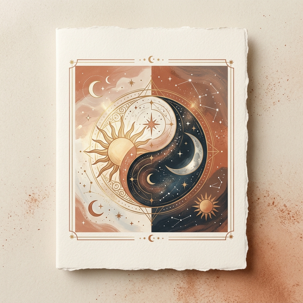Celestial Duality Digital Art Study