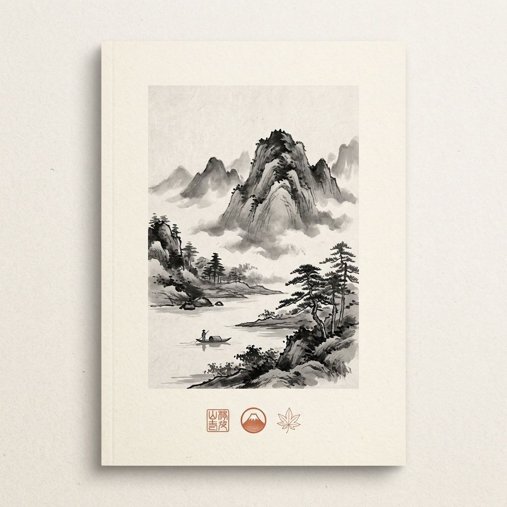 Japanese ink mountain archival print · All-Over Print Tote Bag