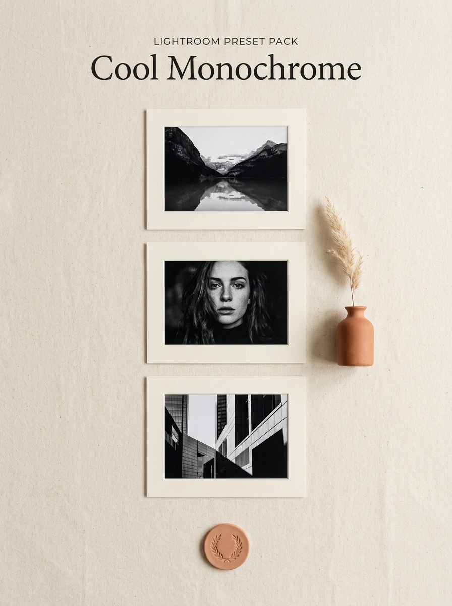 Cool monochrome Lightroom preset pack