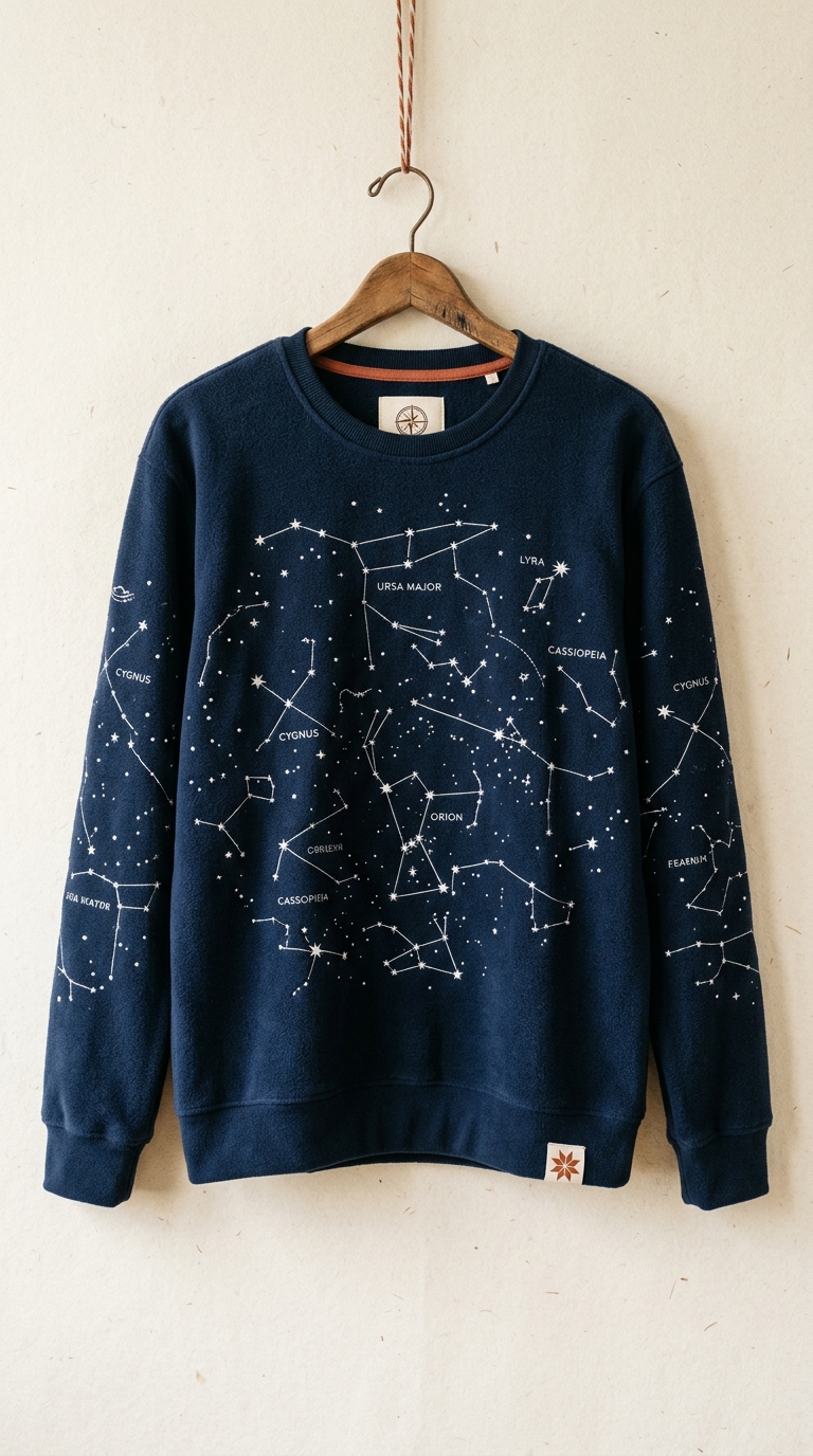Constellation map fleece sweatshirt